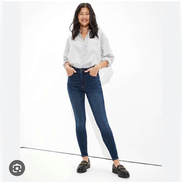 American Eagle Dream Jean high waist skinny jeans in dark blue - Picture 1 of 12